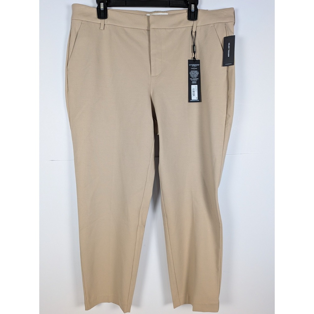 NWT Liverpool Womens Kelsey Trouser Dress Pants Size 16 / 33 Tan Stretch